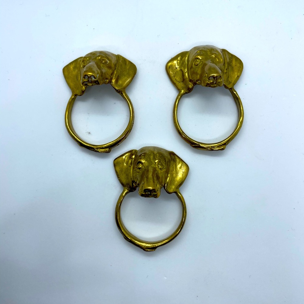 Brass Dog Napkin Holder Set of 3. Vintage.